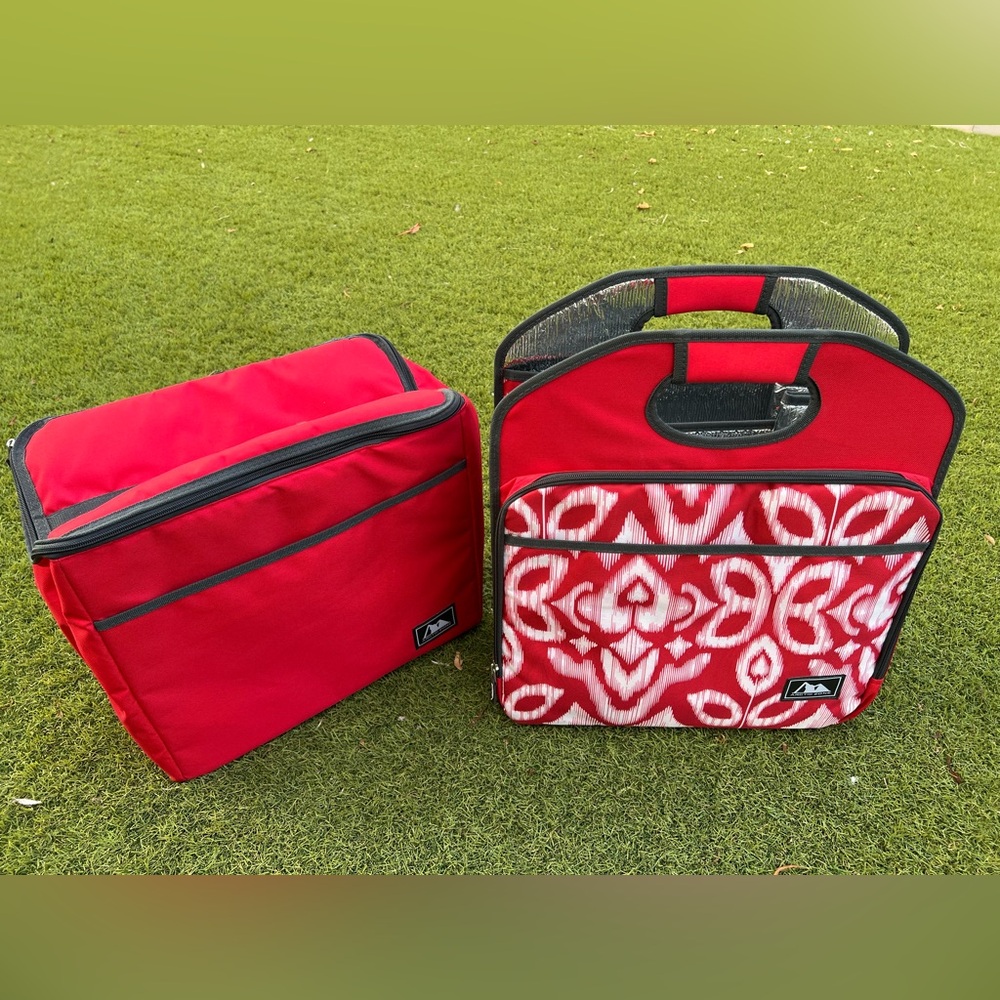Red and White Insulated Tote and Organizer - Picture 2 of 3